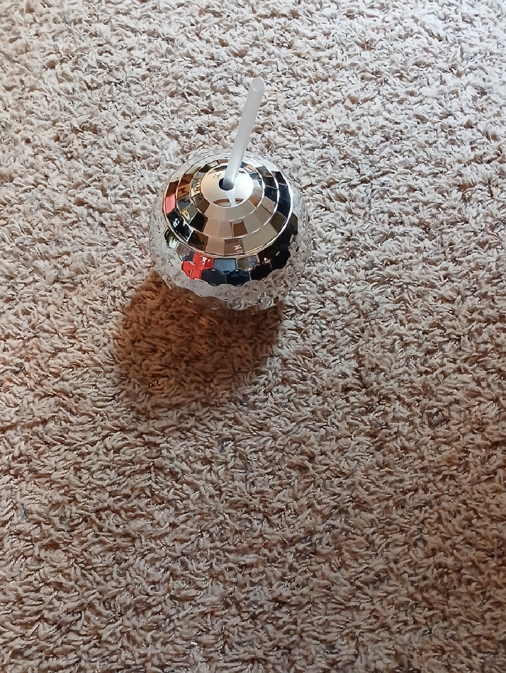 Silver Disco Ball Tumbler with Straw